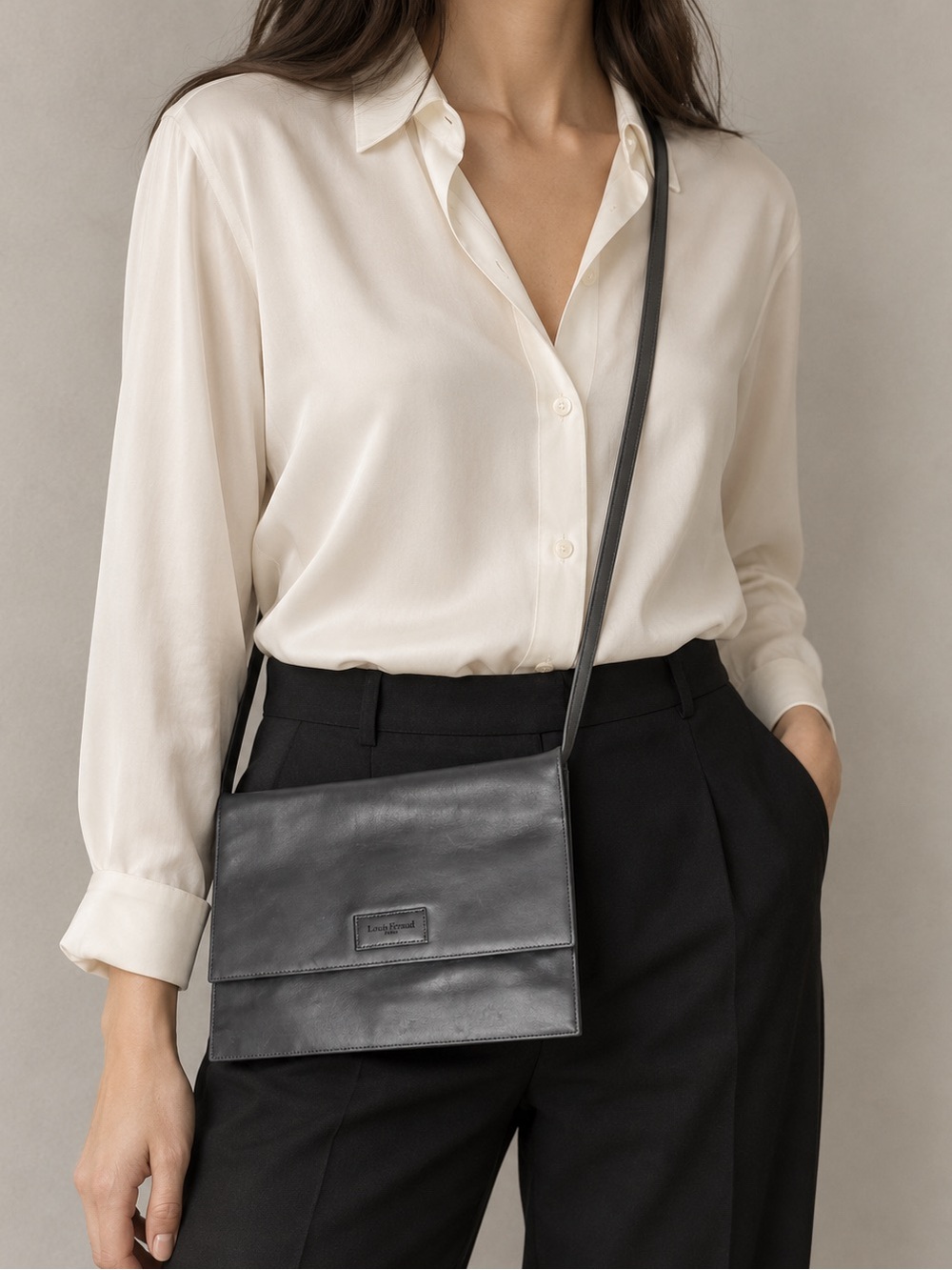 Louis Feraud Grey Leather Crossbody Bag
